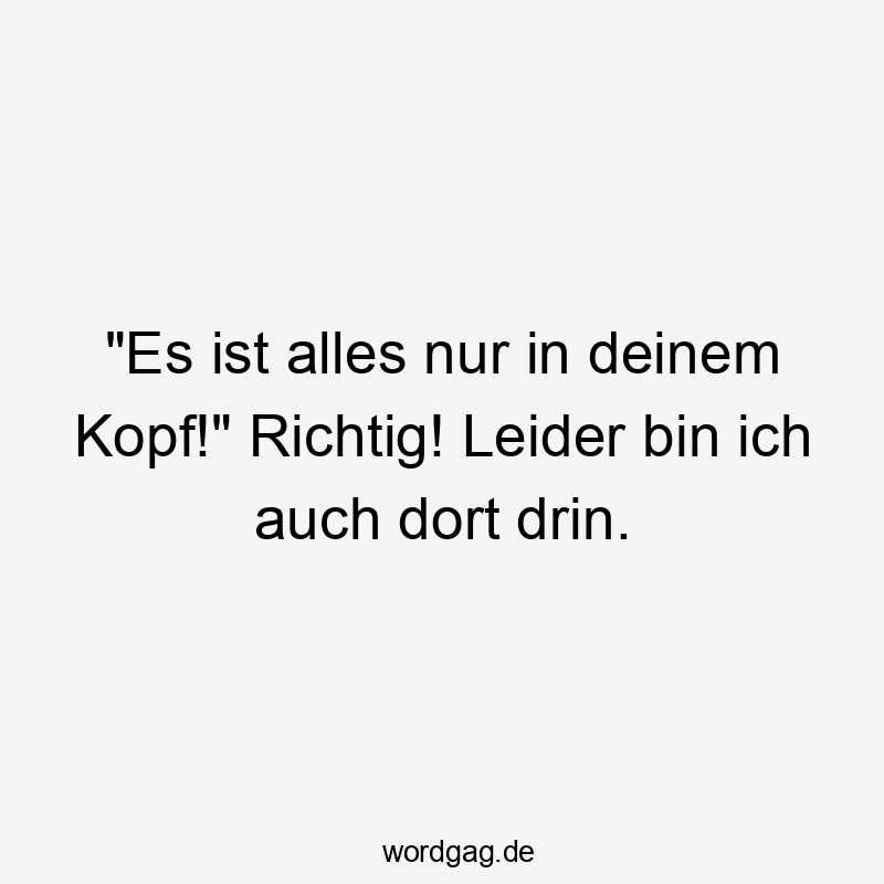 „Es ist alles nur in deinem Kopf!“ Richtig! Leider bin ich auch dort drin.