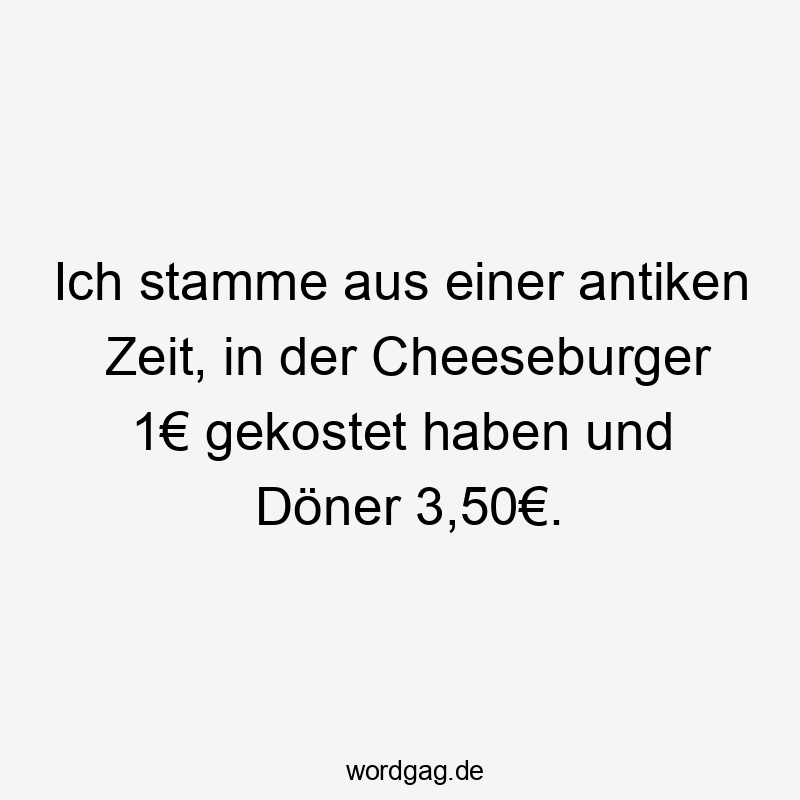 Ich stamme aus einer antiken Zeit, in der Cheeseburger 1€ gekostet haben und Döner 3,50€.