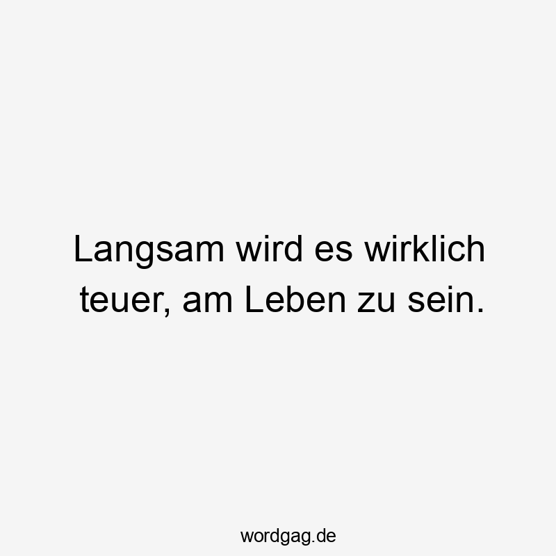 Langsam wird es wirklich teuer, am Leben zu sein.