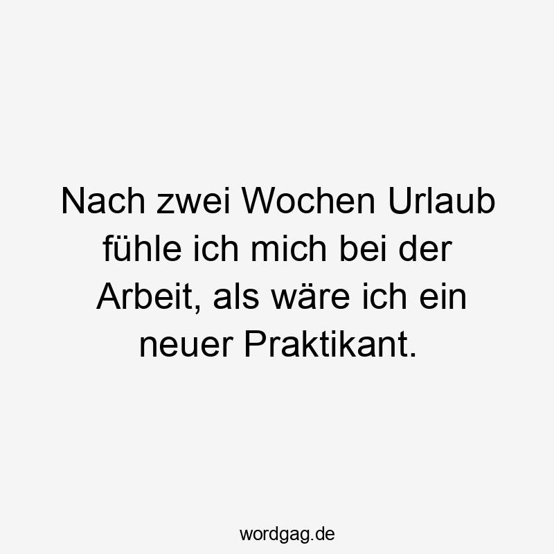 Lustige Sprüche: Rückkehr - Nach zwei Wochen Urlaub fühle ich mich bei der Arbeit, als wäre ich ein neuer Praktikant.