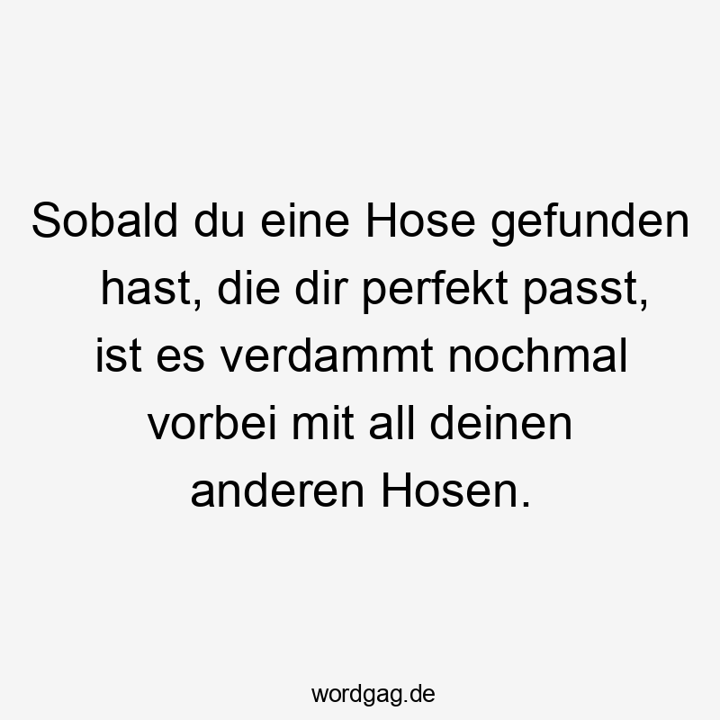 All - Sobald du eine Hose gefunden hast, die dir perfekt passt, ist es verdammt nochmal vorbei mit all deinen anderen Hosen.