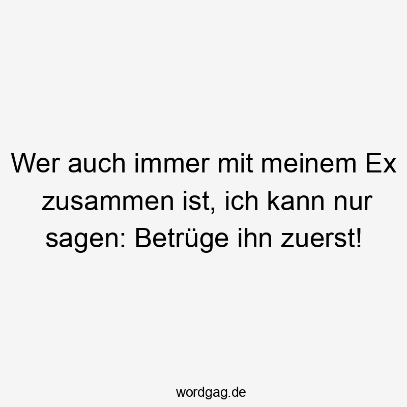 Lustige Sprüche: Betrug - Wer auch immer mit meinem Ex zusammen ist, ich kann nur sagen: Betrüge ihn zuerst!