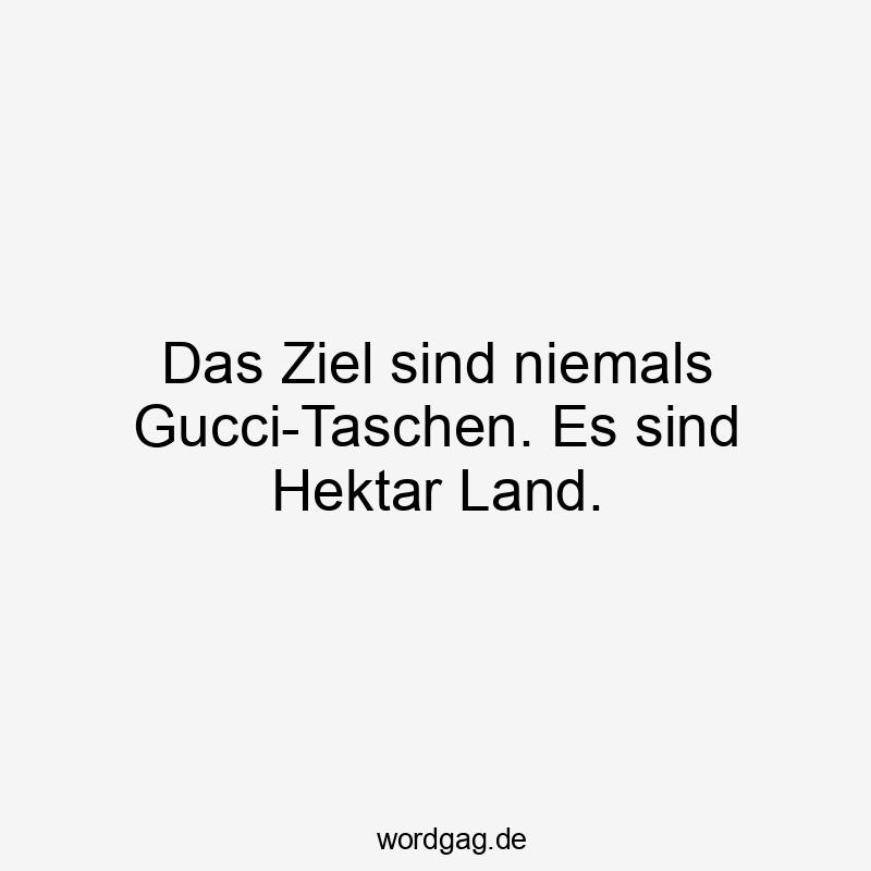Lustige Sprüche: Gucci - Das Ziel sind niemals Gucci-Taschen. Es sind Hektar Land.