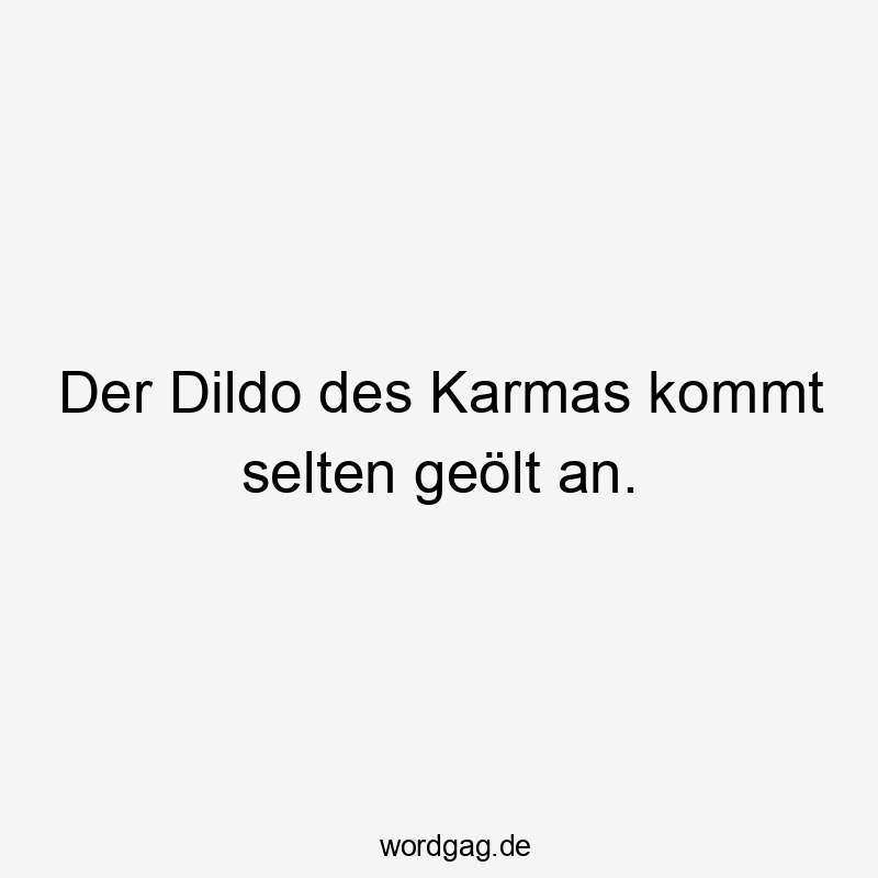 Der Dildo des Karmas kommt selten geölt an.