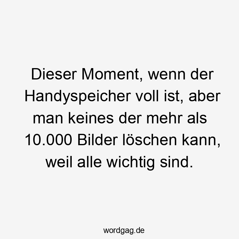 Dieser Moment, wenn der Handyspeicher voll ist, aber man keines der mehr als 10.000 Bilder lĂśschen kann, weil alle wichtig sind.