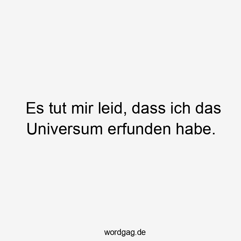 Es tut mir leid, dass ich das Universum erfunden habe.