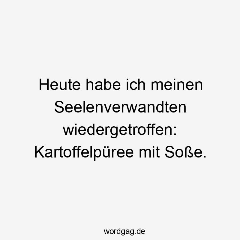 12 Lustige Seelenverwandter Sprüche - Heute habe ich meinen Seelenverwandten wiedergetroffen: Kartoffelpüree mit Soße.