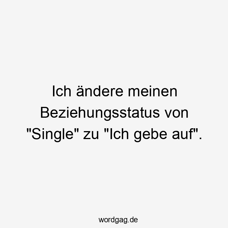Ich ändere meinen Beziehungsstatus von "Single" zu "Ich gebe auf".