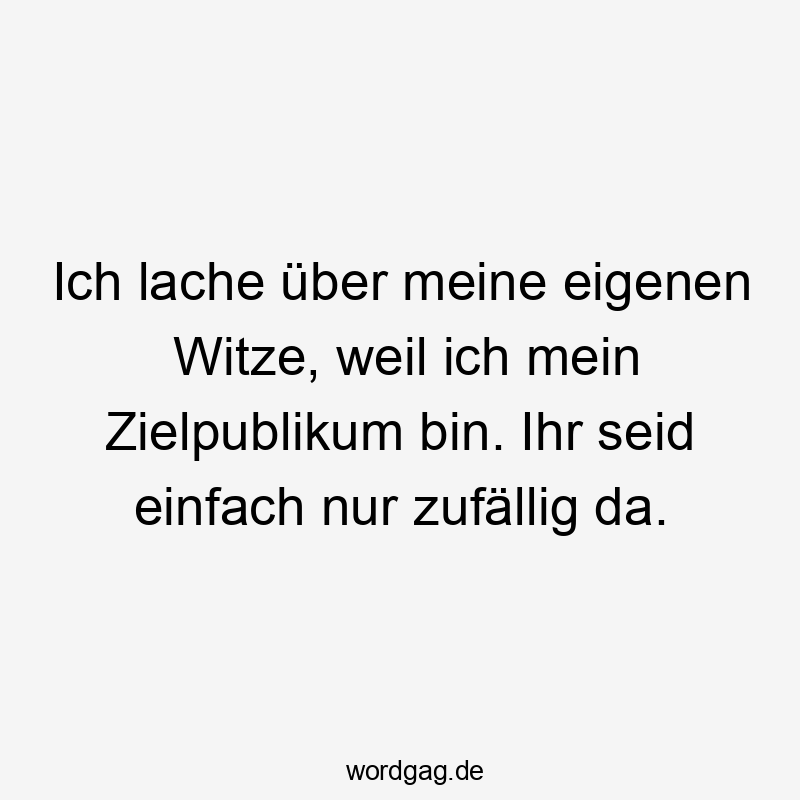 Witze - Ich lache über meine eigenen Witze, weil ich mein Zielpublikum bin. Ihr seid einfach nur zufällig da.