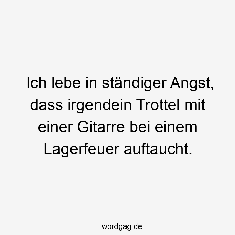 Lustige Gitarre Sprüche - Ich lebe in ständiger Angst, dass irgendein Trottel mit einer Gitarre bei einem Lagerfeuer auftaucht.