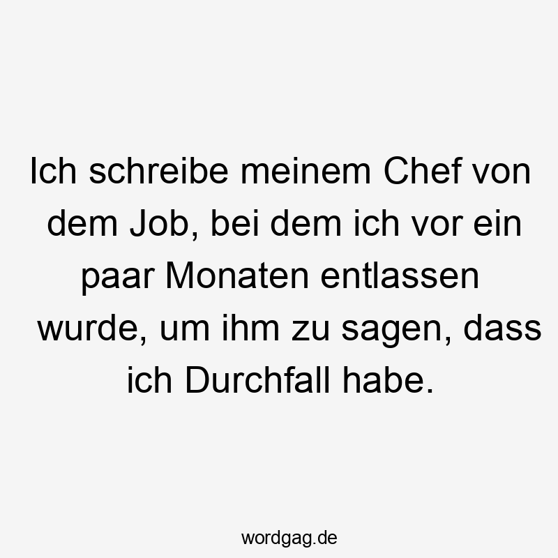 Lustige Sprüche: Durchfall - Ich schreibe meinem Chef von dem Job, bei dem ich vor ein paar Monaten entlassen wurde, um ihm zu sagen, dass ich Durchfall habe.