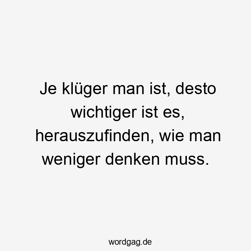 Je klüger man ist, desto wichtiger ist es, herauszufinden, wie man weniger denken muss.