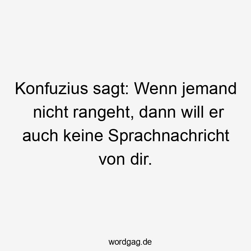 Konfuzius sagt: Wenn jemand nicht rangeht, dann will er auch keine Sprachnachricht von dir.
