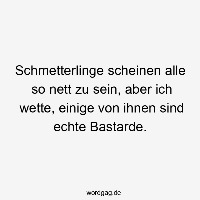 Lustige Sprüche: Natur - Schmetterlinge scheinen alle so nett zu sein, aber ich wette, einige von ihnen sind echte Bastarde.