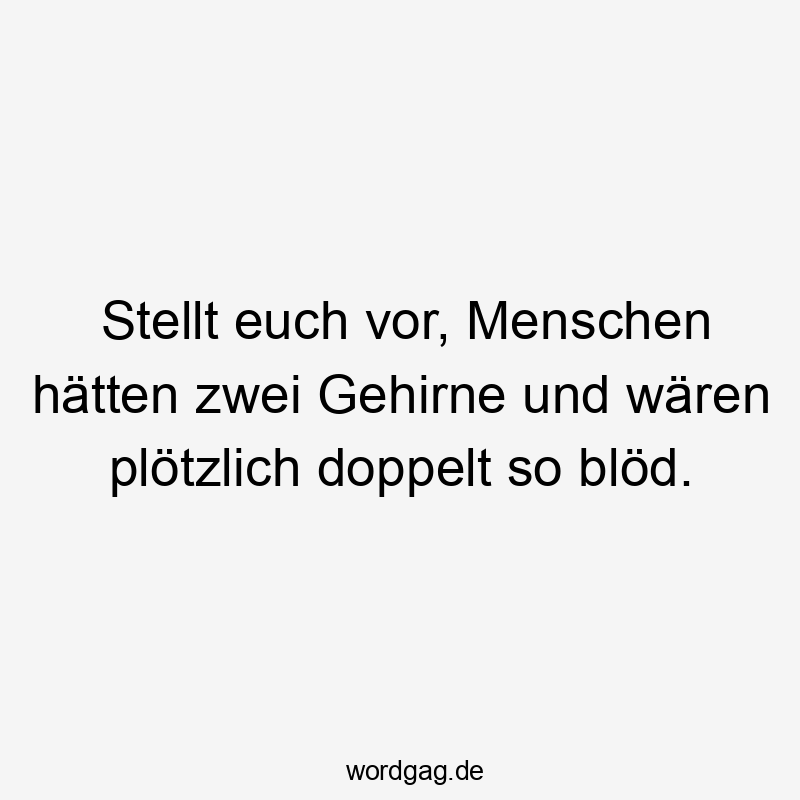 Lustige Gehirne Sprüche - Stellt euch vor, Menschen hätten zwei Gehirne und wären plötzlich doppelt so blöd.