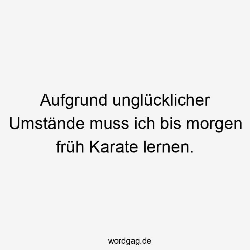 Lustige Sprüche: unglückliche Umstände - Aufgrund unglücklicher Umstände muss ich bis morgen früh Karate lernen.