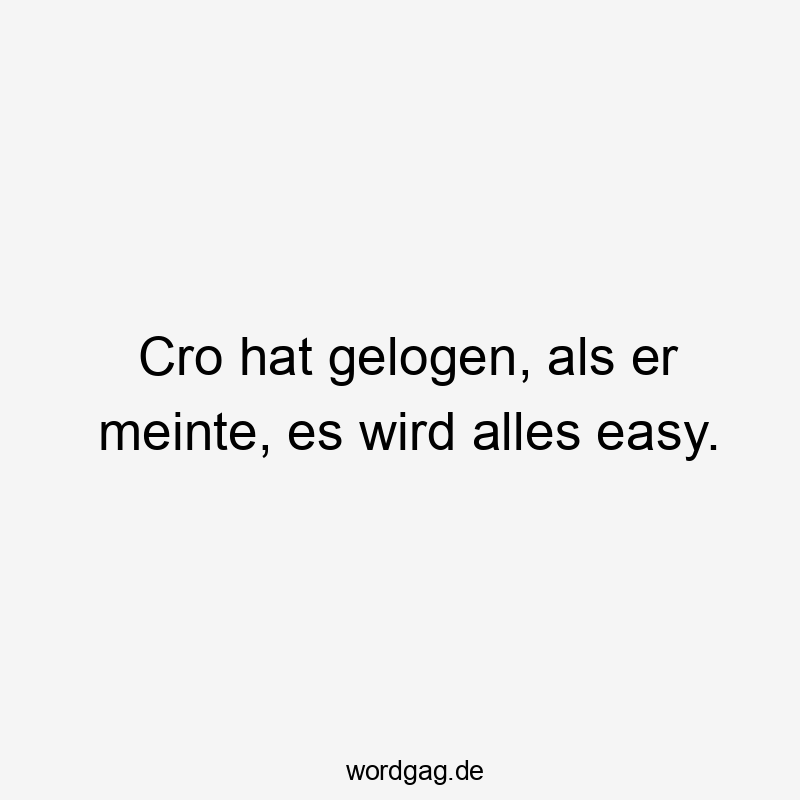 Cro hat gelogen, als er meinte, es wird alles easy.