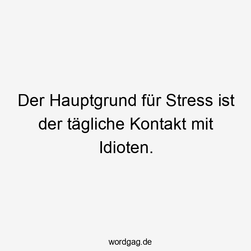 Der Hauptgrund für Stress ist der tägliche Kontakt mit Idioten.