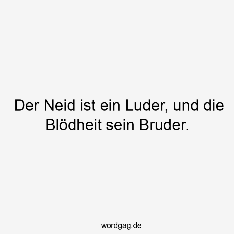 Der Neid ist ein Luder, und die Blödheit sein Bruder.
