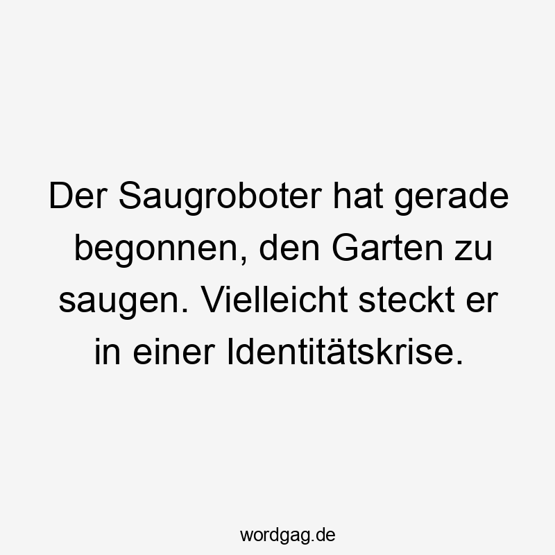 Der Saugroboter hat gerade begonnen, den Garten zu saugen. Vielleicht steckt er in einer Identitätskrise.