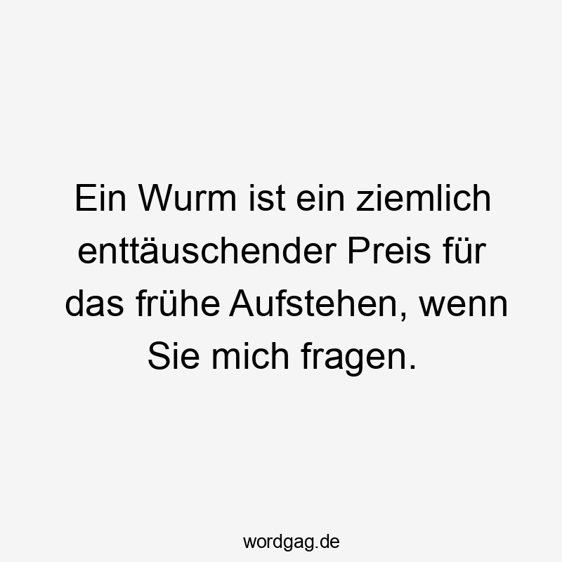 Lustige Sprüche: Fragen - Ein Wurm ist ein ziemlich enttäuschender Preis für das frühe Aufstehen, wenn Sie mich fragen.