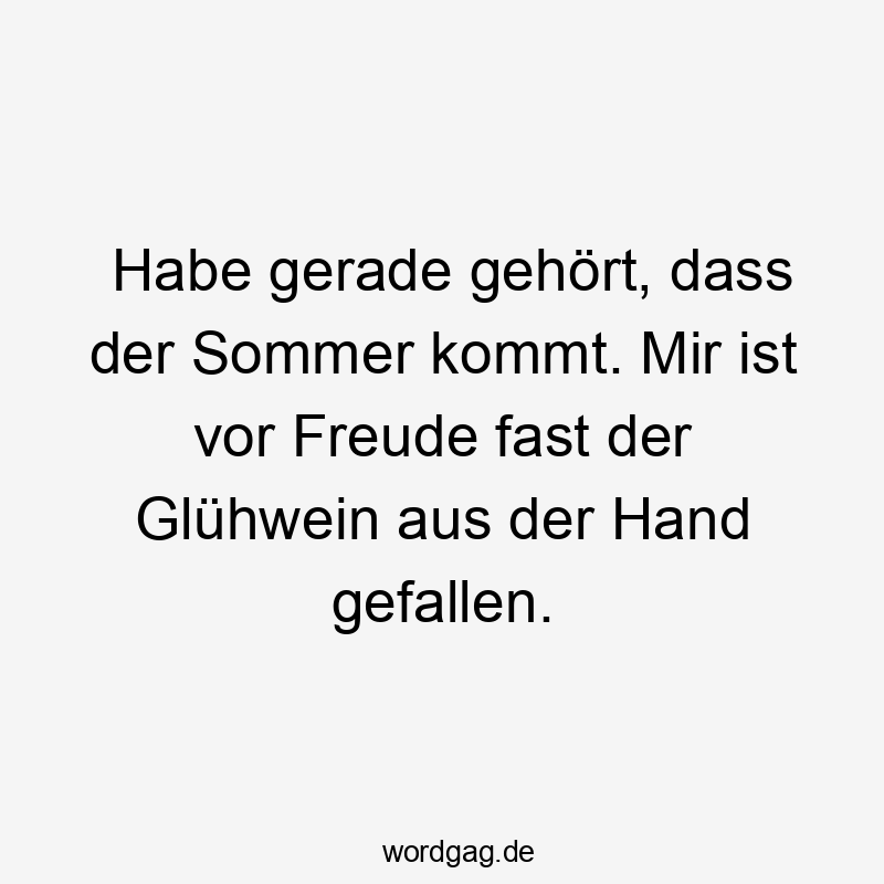 Lustige Sprüche: Glühwein - Habe gerade gehört, dass der Sommer kommt. Mir ist vor Freude fast der Glühwein aus der Hand gefallen.
