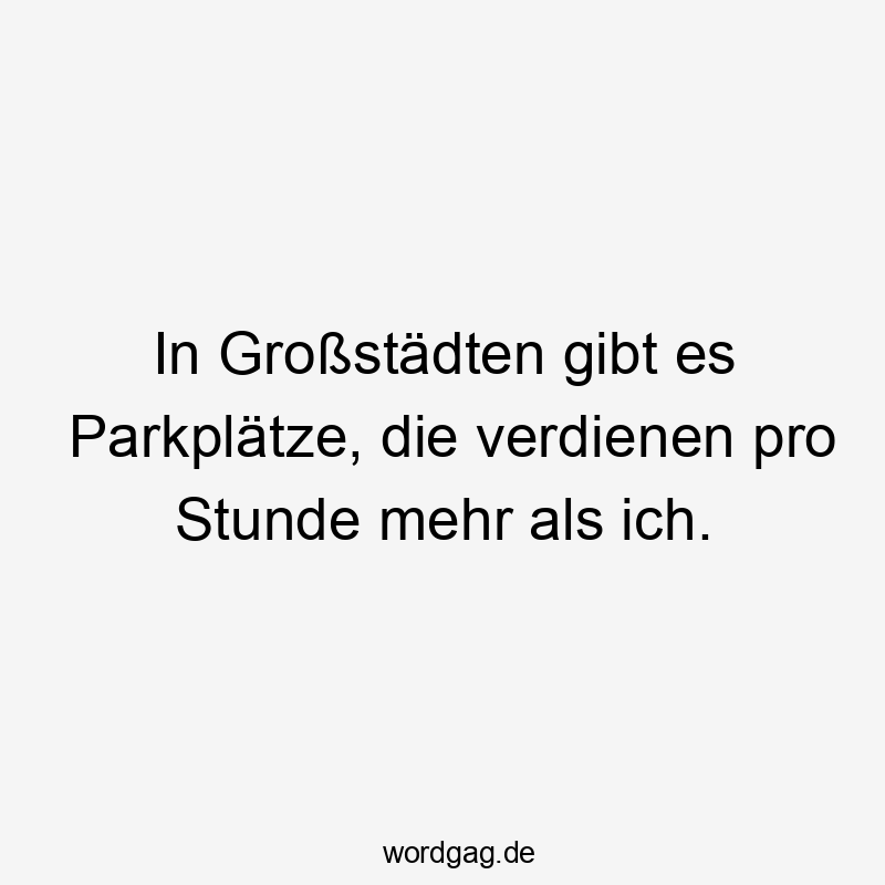 In Großstädten gibt es Parkplätze, die verdienen pro Stunde mehr als ich.