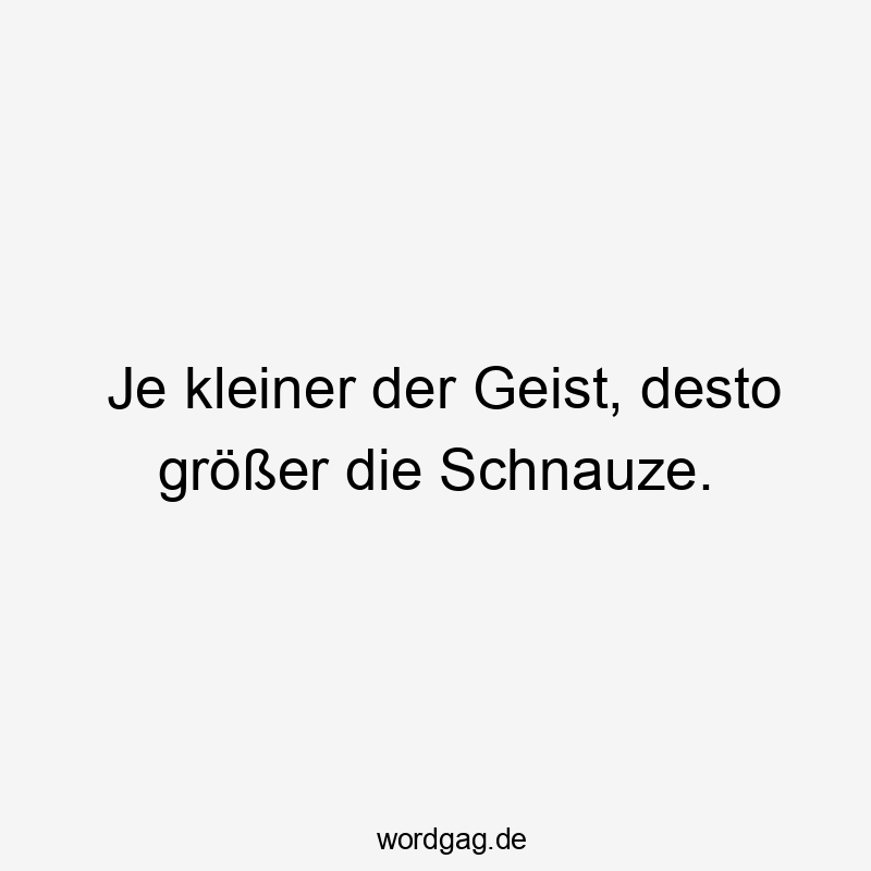 Je kleiner der Geist, desto größer die Schnauze.