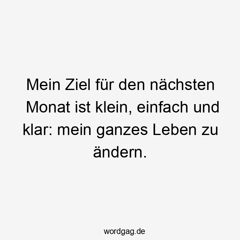 Mein Ziel für den nächsten Monat ist klein, einfach und klar: mein ganzes Leben zu ändern.
