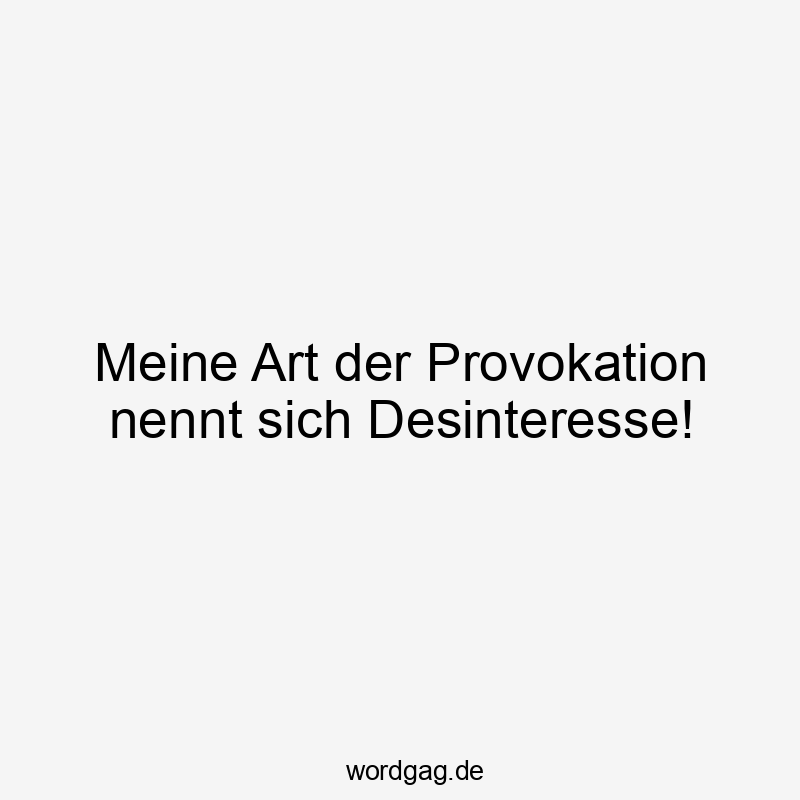 Meine Art der Provokation nennt sich Desinteresse!