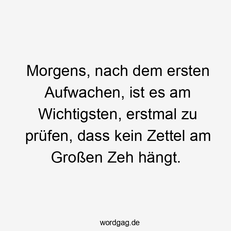 11 Lustige Zeh Sprüche - Morgens, nach dem ersten Aufwachen, ist es am Wichtigsten, erstmal zu prüfen, dass kein Zettel am Großen Zeh hängt.