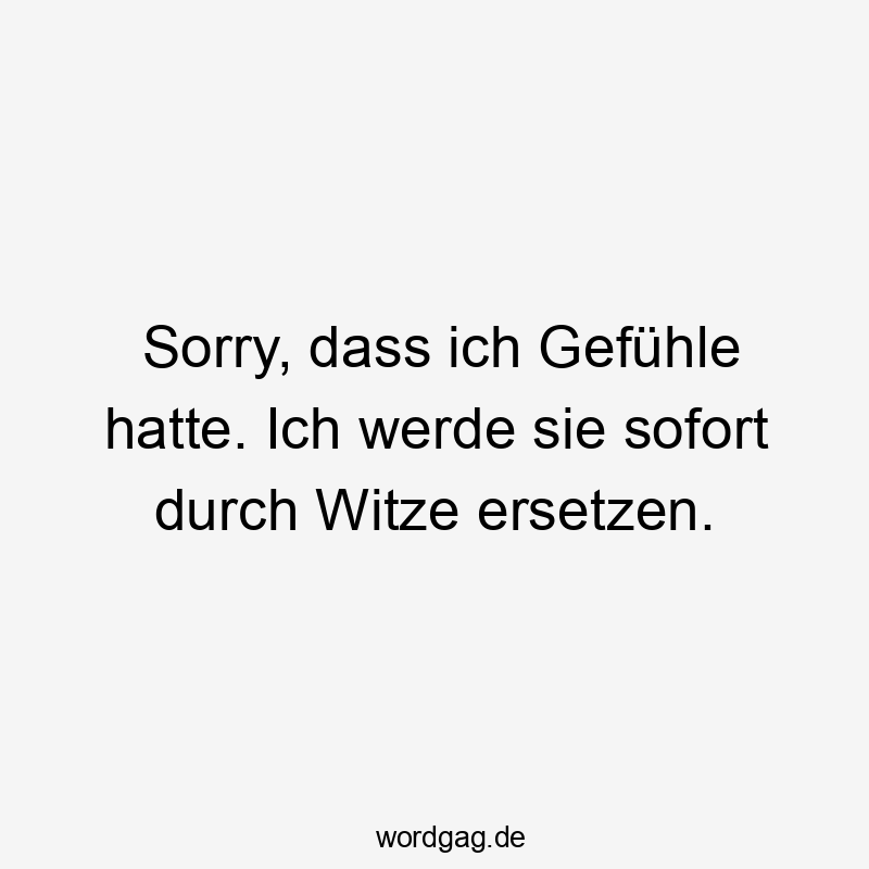 Witze - Sorry, dass ich Gefühle hatte. Ich werde sie sofort durch Witze ersetzen.