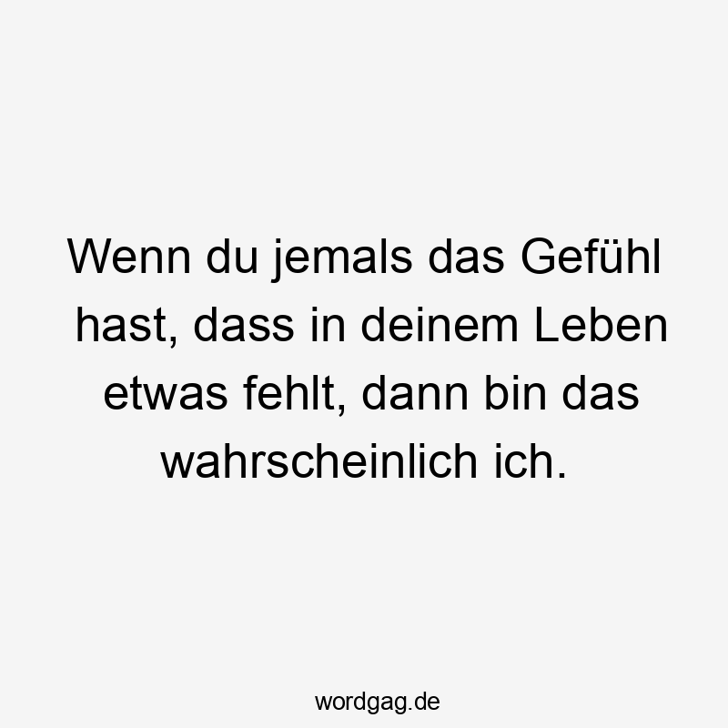 Wenn du jemals das Gefühl hast, dass in deinem Leben etwas fehlt, dann bin das wahrscheinlich ich.