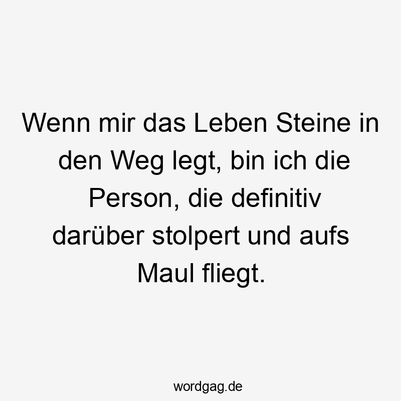 Wenn mir das Leben Steine in den Weg legt, bin ich die Person, die definitiv darüber stolpert und aufs Maul fliegt.