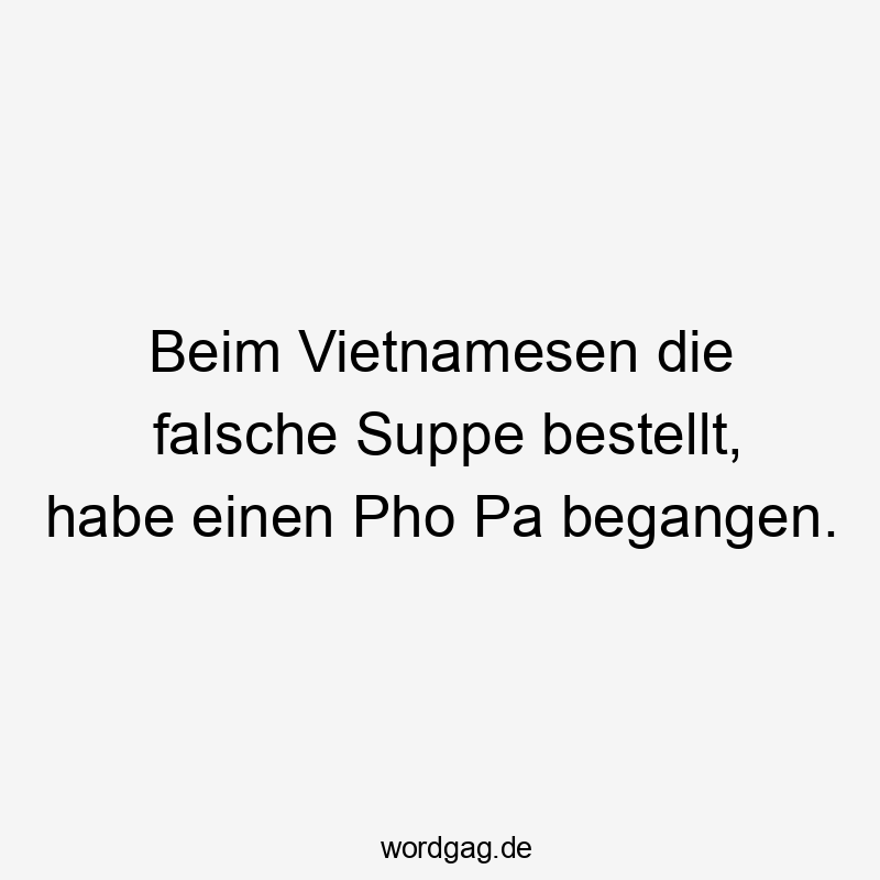 Beim Vietnamesen die falsche Suppe bestellt, habe einen Pho Pa begangen.