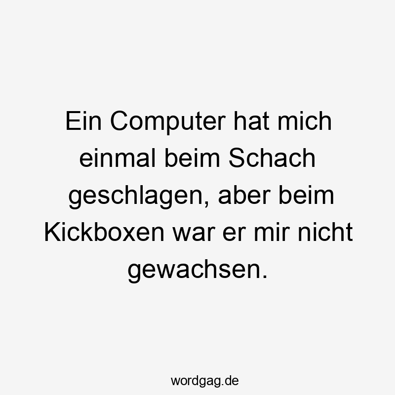 Lustige Sprüche: Schach - Ein Computer hat mich einmal beim Schach geschlagen, aber beim Kickboxen war er mir nicht gewachsen.
