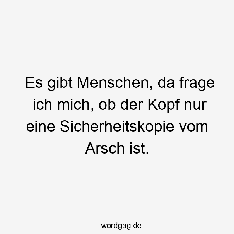Es gibt Menschen, da frage ich mich, ob der Kopf nur eine Sicherheitskopie vom Arsch ist.