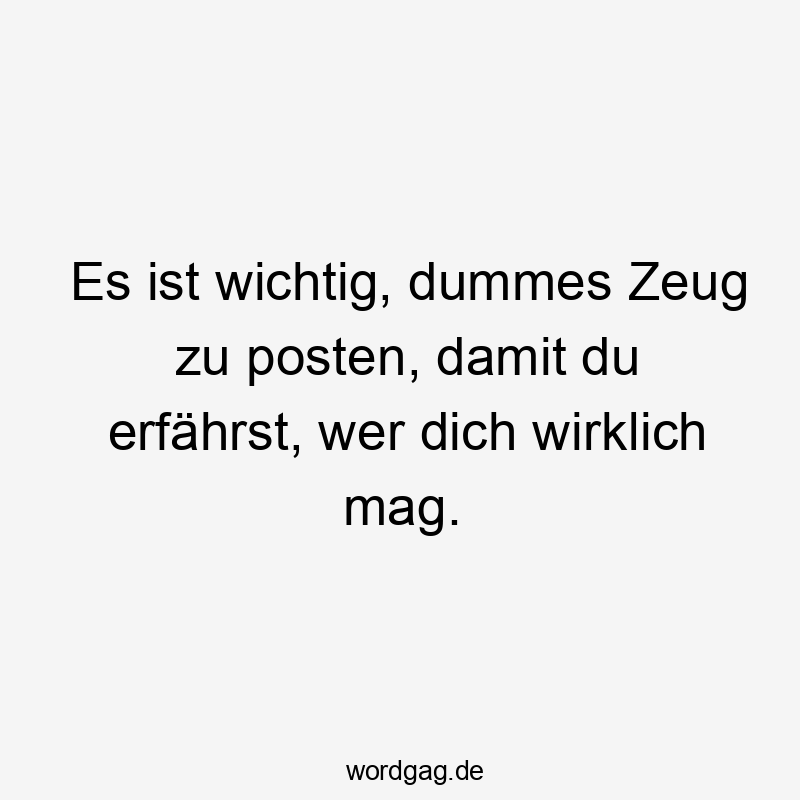 Lustige dummes Zeug Sprüche - Es ist wichtig, dummes Zeug zu posten, damit du erfährst, wer dich wirklich mag.