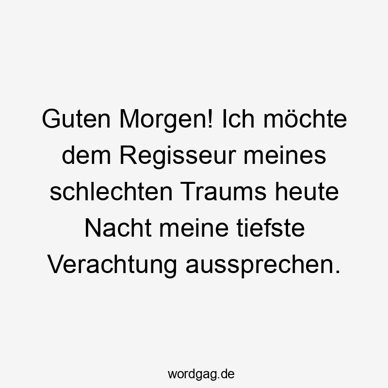 Guten Morgen! Ich möchte dem Regisseur meines schlechten Traums heute Nacht meine tiefste Verachtung aussprechen.