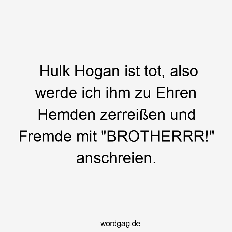 Hulk Hogan ist tot, also werde ich ihm zu Ehren Hemden zerreißen und Fremde mit „BROTHERRR!“ anschreien.