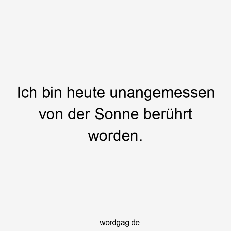 Lustige Sonne Sprüche - Ich bin heute unangemessen von der Sonne berührt worden.