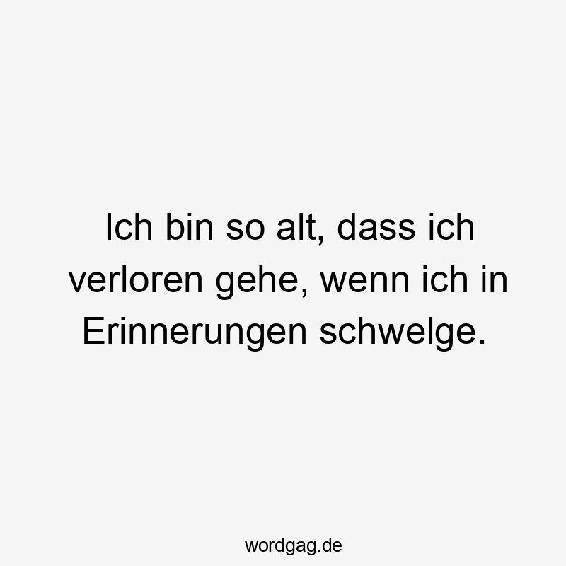 Ich bin so alt, dass ich verloren gehe, wenn ich in Erinnerungen schwelge.
