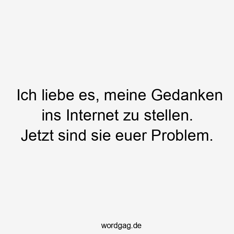 Lustige frech Sprüche - Ich liebe es, meine Gedanken ins Internet zu stellen. Jetzt sind sie euer Problem.