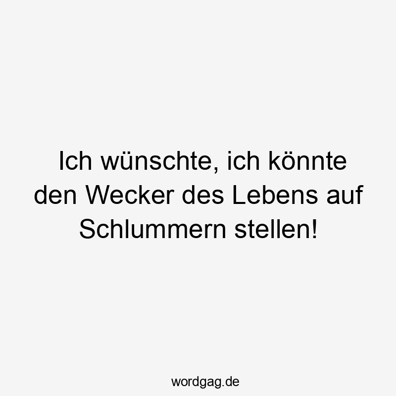 Lustige schlummern Sprüche - Ich wünschte, ich könnte den Wecker des Lebens auf Schlummern stellen!