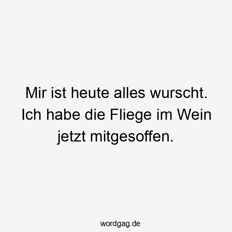Mir ist heute alles wurscht. Ich habe die Fliege im Wein jetzt mitgesoffen.