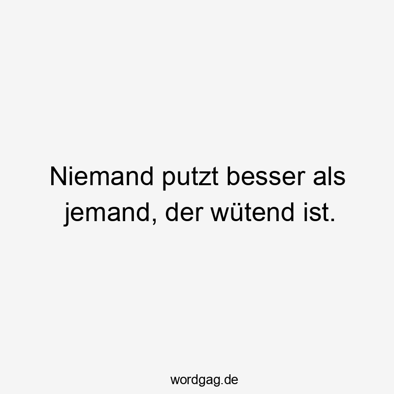 Niemand putzt besser als jemand, der wütend ist.