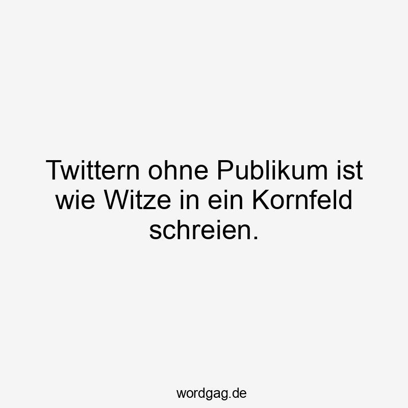 Twittern ohne Publikum ist wie Witze in ein Kornfeld schreien.