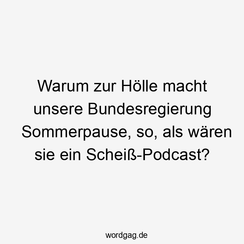 Lustige Sprüche: warum - Warum zur Hölle macht unsere Bundesregierung Sommerpause, so, als wären sie ein Scheiß-Podcast?