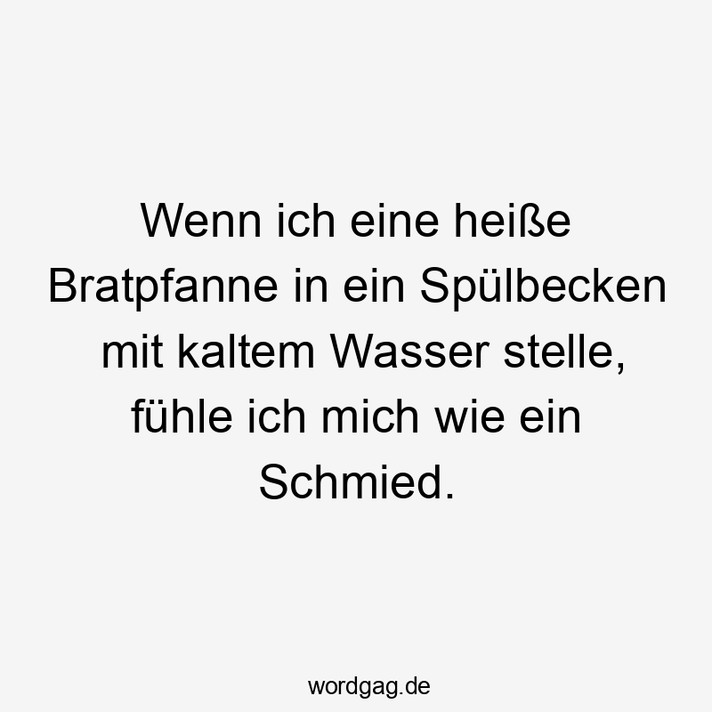 Lustige Sprüche: Küche - Wenn ich eine heiße Bratpfanne in ein Spülbecken mit kaltem Wasser stelle, fühle ich mich wie ein Schmied.