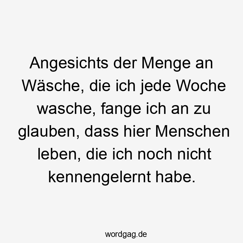 Lustige Überraschung Sprüche - Angesichts der Menge an Wäsche, die ich jede Woche wasche, fange ich an zu glauben, dass hier Menschen leben, die ich noch nicht kennengelernt habe.